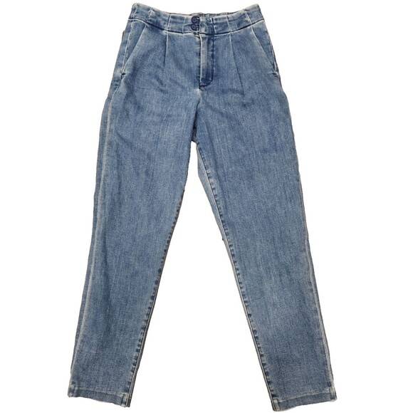 J Brand Pleated Peg Trouser Jeans Sz 26 High Rise Tapered Leg Vintage Wash - Picture 1 of 8